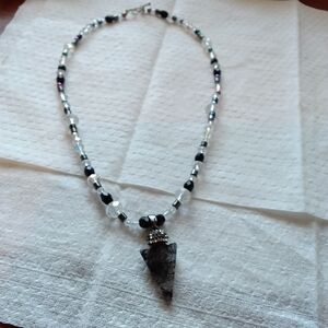 Chic Black and Silver Beaded Necklace